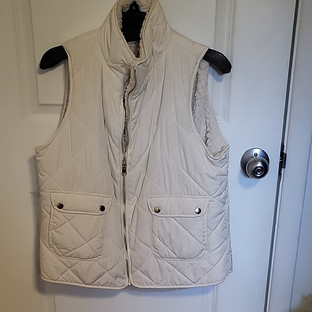Women's Cream Quilted Vest